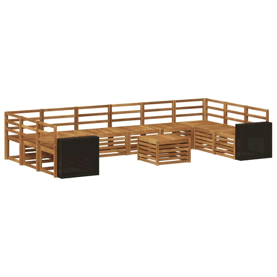 vidaXL Outdoor-Sofagarnitur aus Massivholz Akazie in Natur Braun, 11-teiliges Set im U-Shape mit Latten-Design - Bild 2