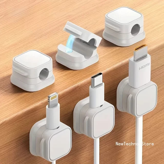 Magnetischer Kabel-Organizer in Schwarz aus Kunststoff für die Schreibtischorganisation und Wandmontage - Bild 1