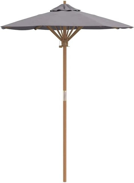 vidaXL Gartenparasol aus Bambus und Polyester in Dunkelgrau, B/T/H: 150 x 150 x 210 cm - Bild 1