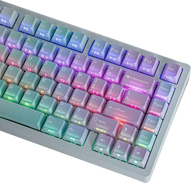 Jaycomia PBT Tastenkappen mit Farbverlauf und Kirsch-Design für MX-Switches, Multicolour, Gaming-Tastatur-Keycaps - Bild 1