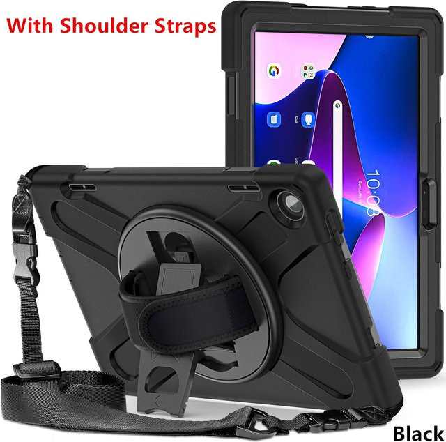 LFOIQN Robuste Kinderhülle für Lenovo Tab M10 Gen 3 10,1 Zoll TB328FU TB328XU mit Ständer in Schwarz - Bild 1