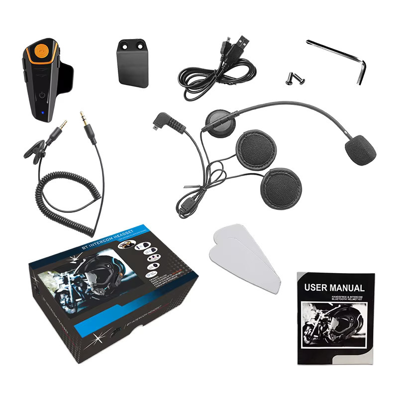 XINOWY BT-S2NS Motorrad Bluetooth Helm Headset Intercom mit FM und MP3, wasserdicht, Schwarz - Bild 3