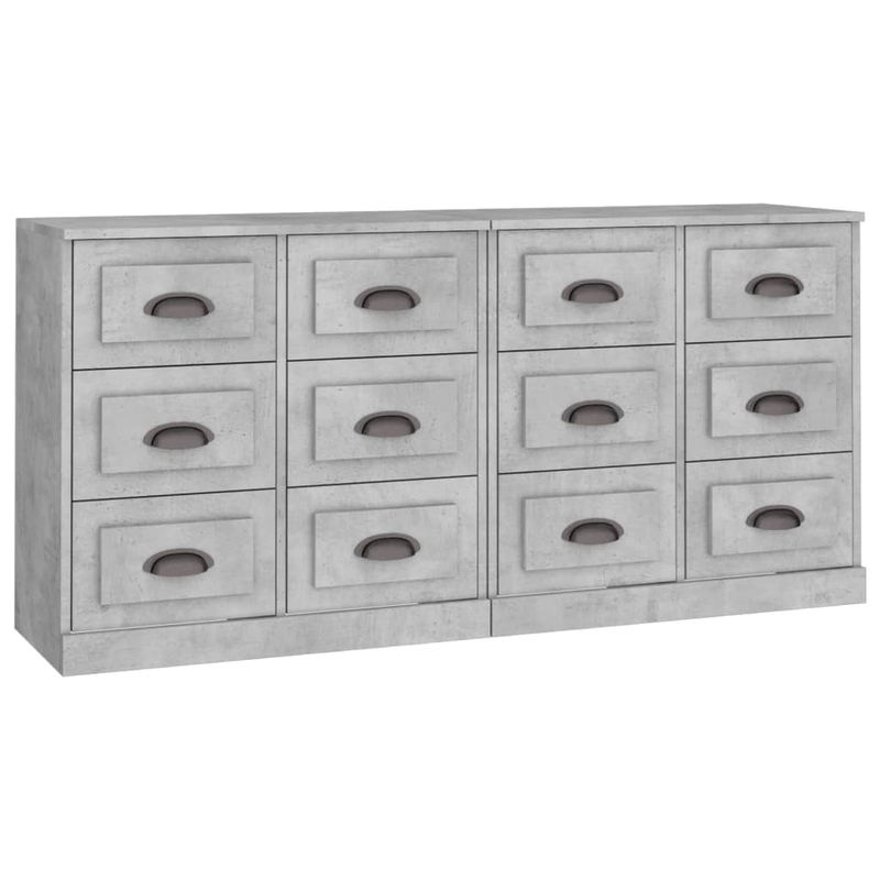 Vidaxl Schränke im 2er-Set aus Holzwerkstoff in Grau mit Auszugsschubladen und freistehendem Design - Bild 3