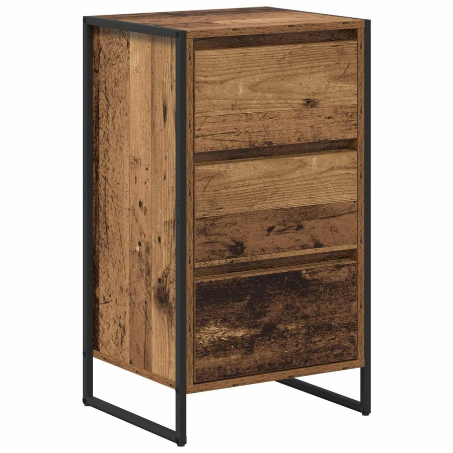 vidaXL Sideboard im Industrie-Design aus Altholz und Stahl, braun, B/T/H: 42 x 36 x 75,5 cm - Bild 2