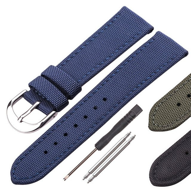 DUTRIEUX Uhrenarmband Canvas-Nylon-Leder, Schwarz, Unisex - Bild 1