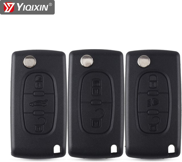 YIQIXIN Auto Schlüssel Shell Fernbedienung Gehäuse für Peugeot und Citroen in Schwarz mit HU83/VA2 Klinge CE0523 CE0536 - Bild 1