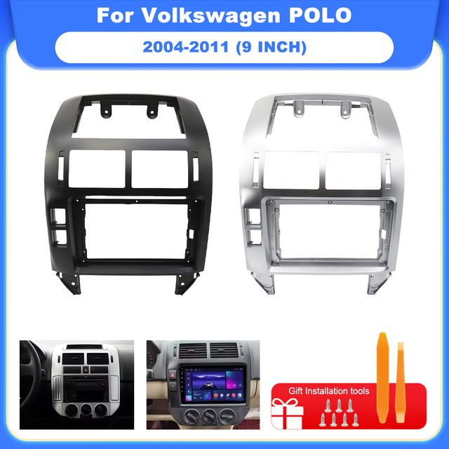 2DIN 9 Zoll Autoradio Blende für Volkswagen Polo 2013-2016 in Schwarz für Android MP5-Player Stereo-Panel - Bild 1