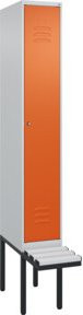 C+P Spind Classic PLUS Garderobenschrank mit Sitzbank, 1 Abteil, Lichtgrau, B/T/H: 212,0 x 30,0 x 81,5 cm - Bild 1