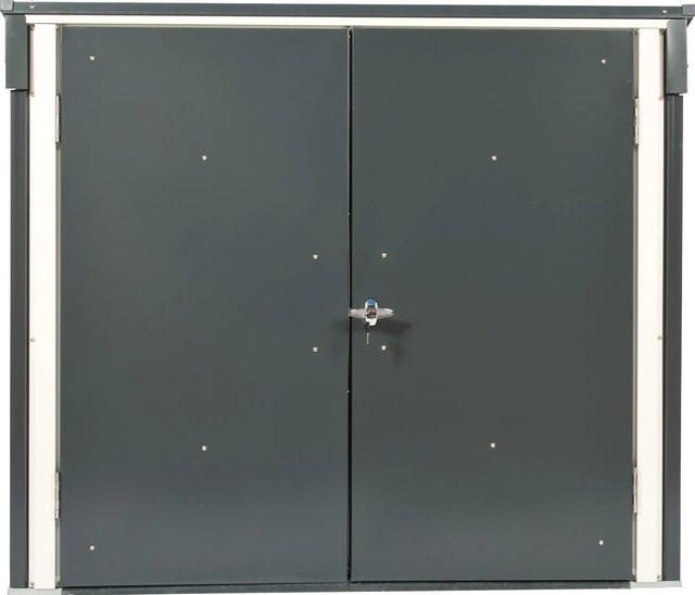 Duramax Mülltonnenbox aus Stahlblech in Anthrazit/Weiß, B/T/H: 154,2 x 130,5 x 96 cm - Bild 1
