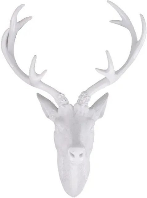Lex Hirschkopf Wanddeko Weiß B: 20 cm, H: 30 cm - Bild 1
