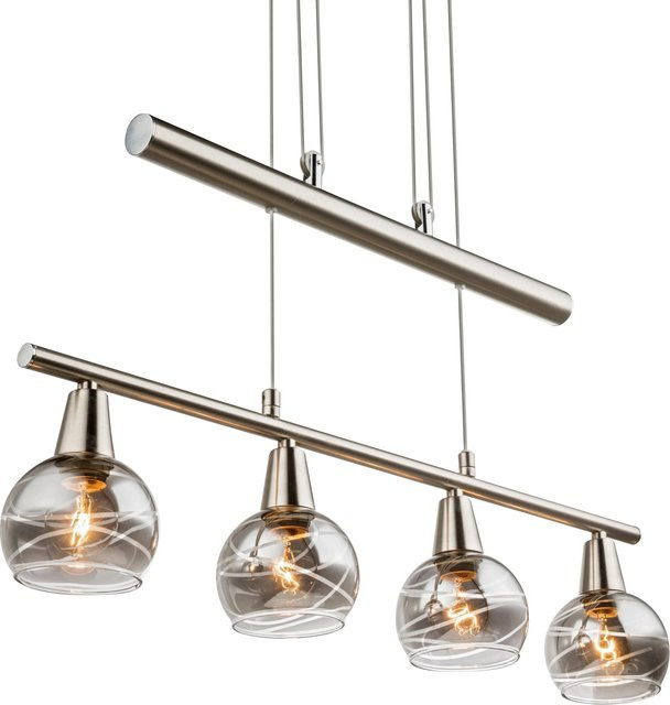 Globo LED-Pendelleuchte ROMAN in Nickel matt und Grau mit Glas und Leuchtmittel - Bild 1