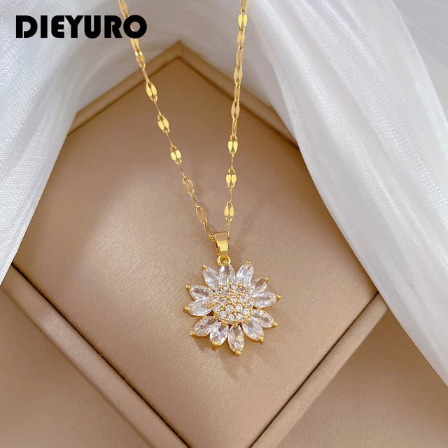 DIEYURO Halskette Edelstahl, Zirkonia, Gold, Damen - Bild 1