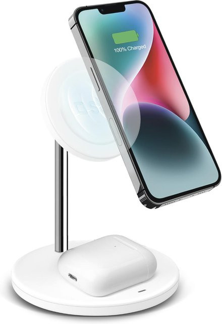 SBS 2-in-1 Magnetische Kabellose Ladestation 15W für iPhone, Android und AirPods, Weiß - Bild 1