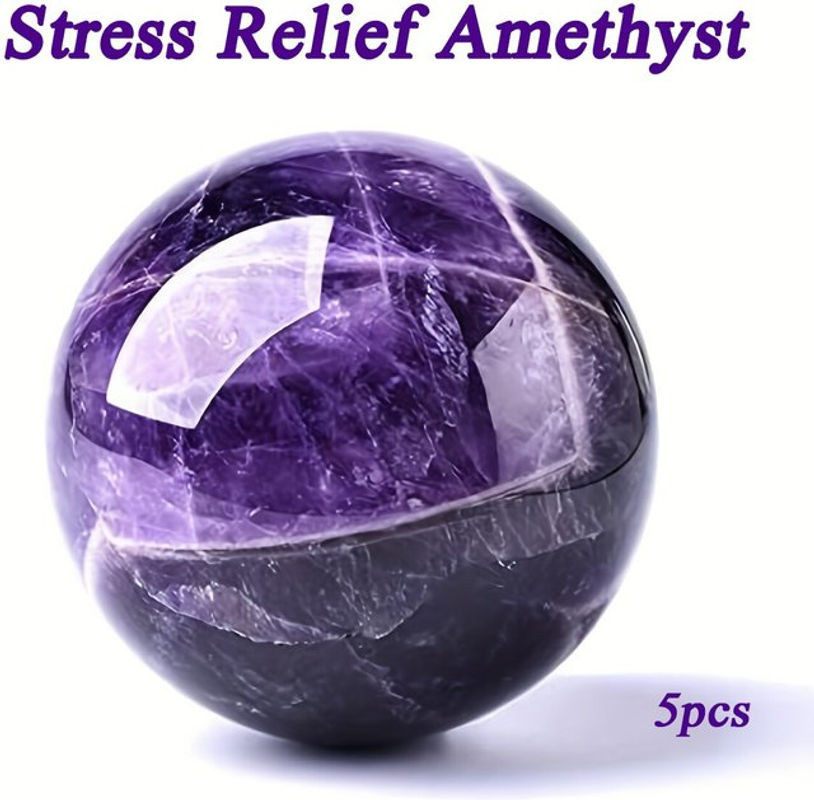 5 Stück natürliche Amethyst Kristallkugeln in Lila zur Dekoration und für Yoga - Bild 1
