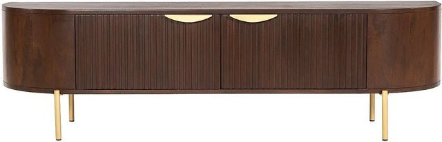 Vente-unique TV-Board Nevili aus Mango-Holz in Naturfarben Dunkel und Goldfarben, Breite: 160 cm - Bild 1