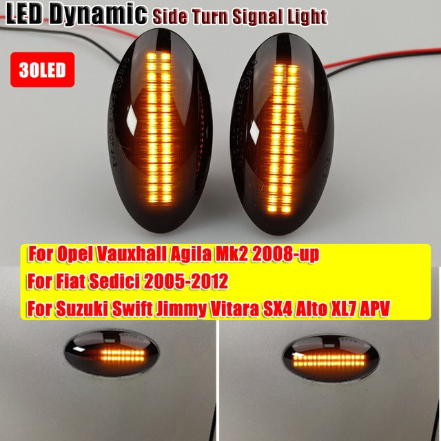 Malcayang 2 Stück dynamische LED-Seitenmarkierungsblinker für Suzuki Swift Jimmy SX4 Grand Vitara XL7 IGNIS Splash Alt Apv Arena - Bild 1