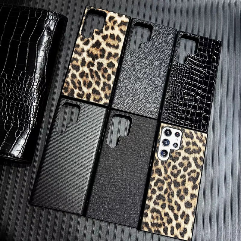 Capa Lederhülle mit Kohlefaser, Saffiano oder Krokodil-Leopardenmuster für Samsung Galaxy S26 Ultra S25 S24 S23 FE S22 S21 Ultra Plus - Bild 4