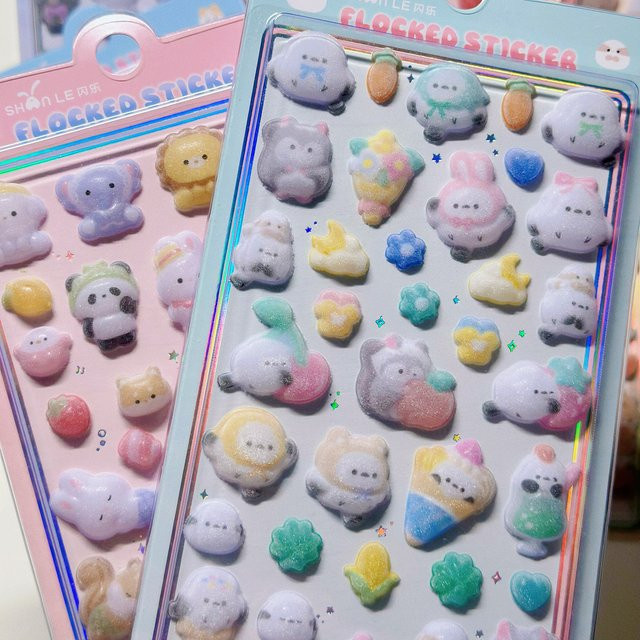 Niedliche 3D-Relief-Aufkleber mit Cartoon-Tier-Motiven in Multicolour für dein Journaling und DIY-Tagebuch - Bild 1