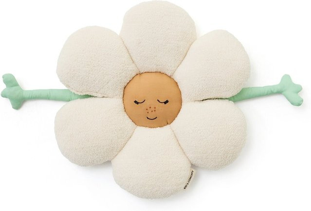 Kids Concept Kissen Blume in Weiß, rund, aus Baumwolle und Sherpa - Bild 1