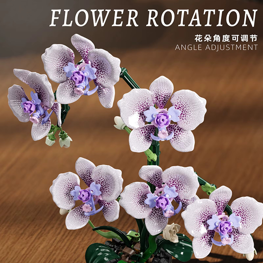 stemedu Phalaenopsis Bausteine Blumen Orchidee, Puzzle Spielzeug, 619 Teile, ab 12 Jahre - Bild 4