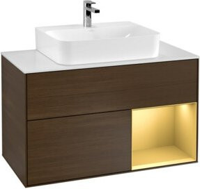 V&B Waschtischunterschrank Finion 100 in Platin, mit Regalboden, Wandversion, B/T/H: 100 x 50,1 x 50,1 cm - Bild 1