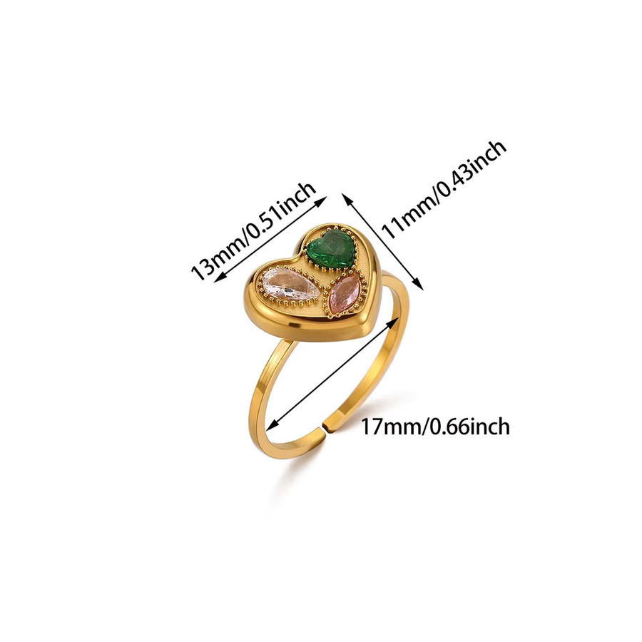 ETCAVCE Herzöffnungsring Edelstahl, Gold, Zirkonia, Damen - Bild 2
