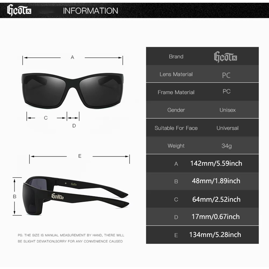 GCOTX Sonnenbrille Vollrand, Kunststoff, Unisex, Schwarz - Bild 1
