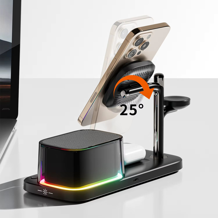 HAAYOT Magnetische kabellose Ladestation mit QI2.2 25 W für iPhone 17 16 Pro Max, Galaxy S25 S26, Apple & Galaxy Watch sowie AirPods und Buds, Schwarz - Bild 5