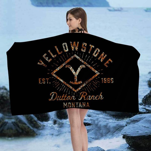 Dalangpa Strandtuch Yellowstone D-Dutton R-Ranch für Mädchen, buntes Mikrofaser-Badetuch, sandfrei und schnelltrocknend, B: 50 cm, H: 100 cm - Bild 1
