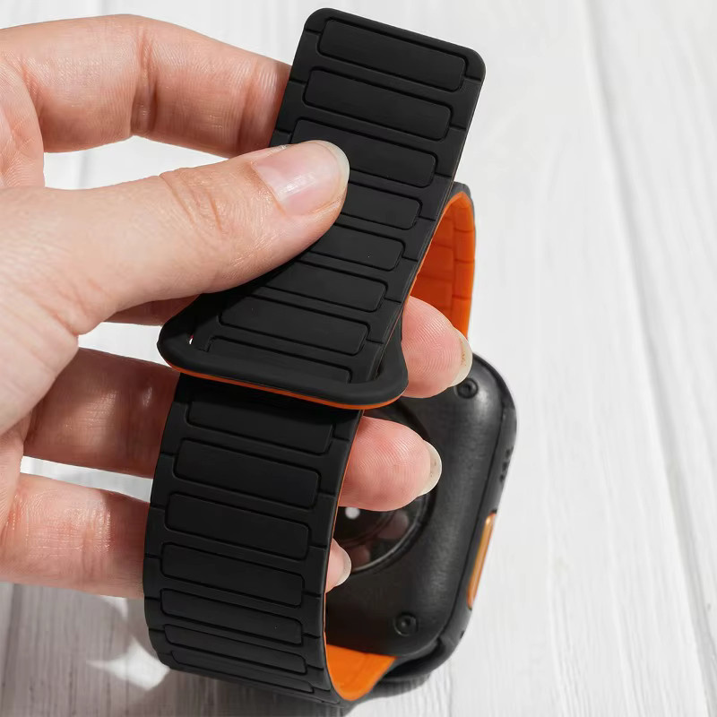 CAOWTAN Uhrenarmband Silikon, Schwarz, für Apple Watch - Bild 1