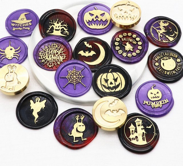EASTSHANER Halloween Wachssiegelstempel Kopf Retro Vintage Siegelstempel 25 mm Multicolor - Bild 1