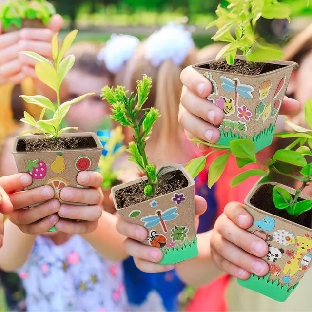 DIY Garten-Papierhandwerkstöpfe als rechteckiges Pflanzset für Bastelarbeiten aus Papier - Bild 1