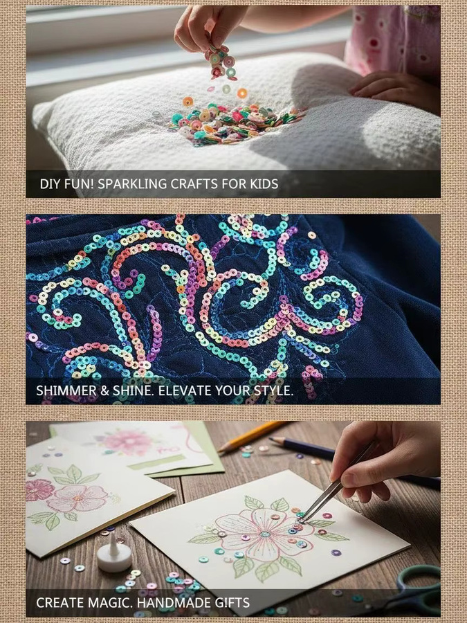 1000 Stück schillernde Pailletten in konkav gebogener Form, 6 mm für DIY Bekleidungsaccessoires - Bild 3