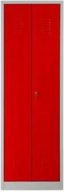 PROREGAL Garderobenspind Camel aus Metall mit 2 Fächern und Zylinderschloss, Farbe Grau-Rot, H x B x T: 180 x 60 x 50 cm - Bild 1