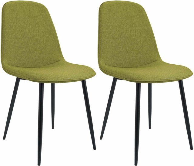 DELUKE 2er Set Esszimmerstühle RAZON in Grün aus Stoff und Metall, B/T/H: 45 x 54 x 88 cm - Bild 1