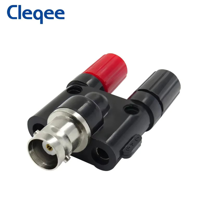 Cleqee P7008 BNC-Buchse auf Dual 4mm Bananenstecker RF-Adapter, Schwarz - Bild 2