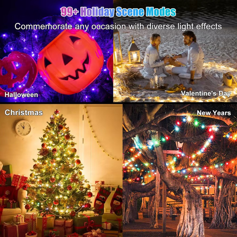 RGBIC LED Bluetooth Lichterkette mit USB-Anschluss für Weihnachtsbaum, Party und Hochzeit in Multicolor - Bild 6