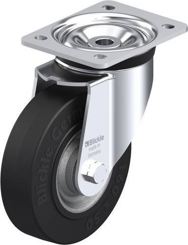 Blickle Lenkrolle 3541 LK-SE 160K in Anthrazit und Silber mit Stahlplatte und Rad-Durchmesser 160 mm, Tragfähigkeit max. 450 kg - Bild 1