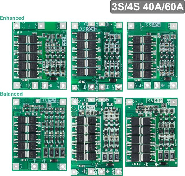 AITEXM ROBOT BMS Schutzplatine für 3s/4s Li-Ionen-Lithium-Batterien, 11,1V bis 16,8V, Grün - Bild 1