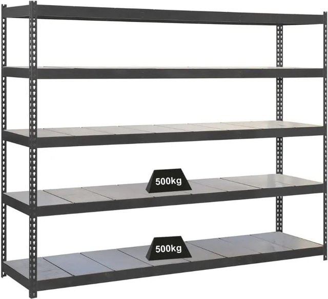PROREGAL Schwerlastregal Metal Beast Five in Anthrazit, H x B x T: 200 x 240 x 75 cm, Fachlast 400 kg, pulverbeschichtet aus Metall mit verstellbaren Fachböden - Bild 1