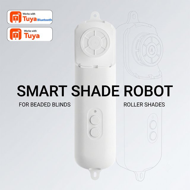 Tuya Smart Rolladenroboter RSH mit Bluetooth 5.0, wiederaufladbarer intelligenter Rolladenmotor in Weiß, kompatibel mit Alexa und Google Sprachsteuerung - Bild 1