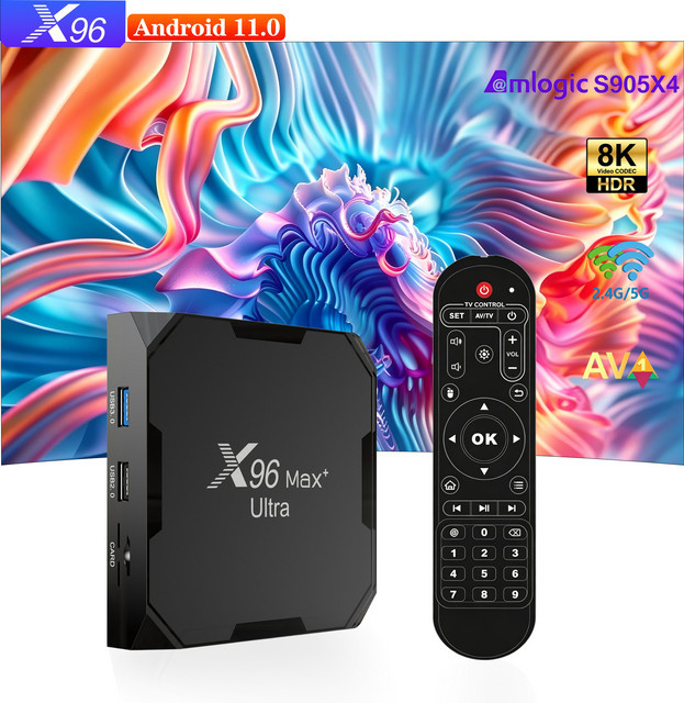X96 Max+ Ultra Smart TV Box mit Amlogic S905X4 Quad-Core, 4GB RAM, 32GB/64GB ROM, Android 11.0, Dualband-WLAN, Bluetooth, 4K/8K AV1 H.265 Videodecoder, Mediaplayer in Schwarz - Bild 1