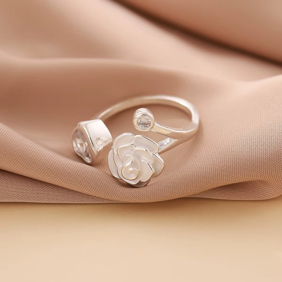 GaGa-Duck Ring, 925 Silber, Kristall, Blume, Unisex - Bild 3