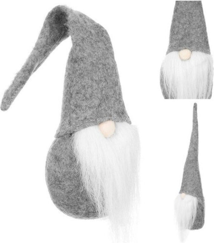 ISO TRADE Weihnachtsfigur Stehender Elf in Grau und Weiß aus Textil und Kunststoff - Bild 1