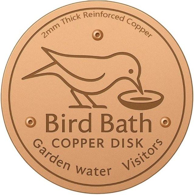 Kupfer-Reinigerplatte für die Vogelbadpflege mit 3-Punkt-Stützdesign in Beige und Gold - Bild 1