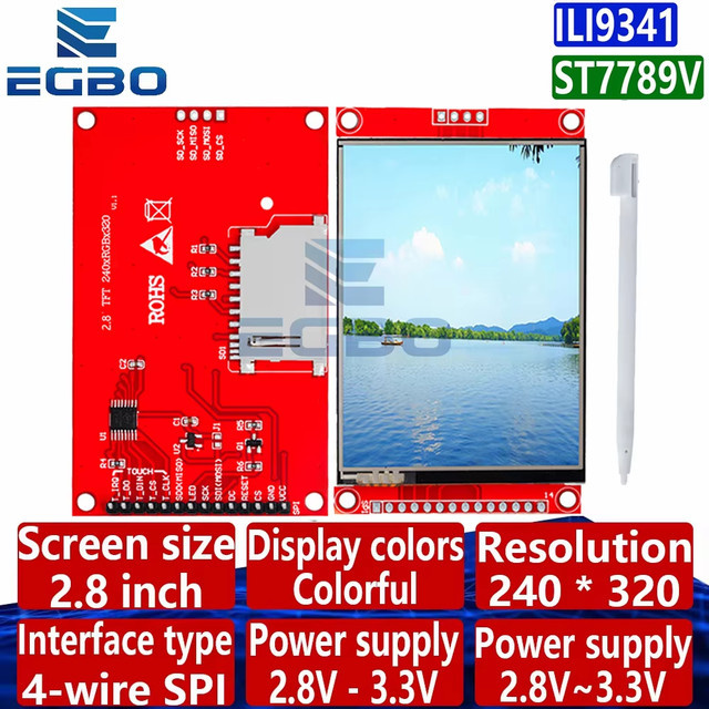 EGBO J34 F85 SPI TFT LCD Touch Panel Modul mit PCB, Farbe: Rot, 2,8 Zoll, 240 x 320 Pixel, ILI9341 ST7789V, 5V/3,3V - Bild 1