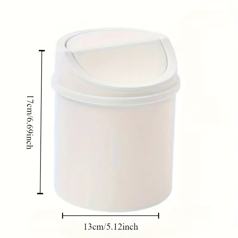 Mini Desktop-Mülleimer mit Deckel aus Kunststoff für Schreibtisch und Zuhause, Beige oder Weiß, B: 17,0 cm, T: 13,0 cm - Bild 2