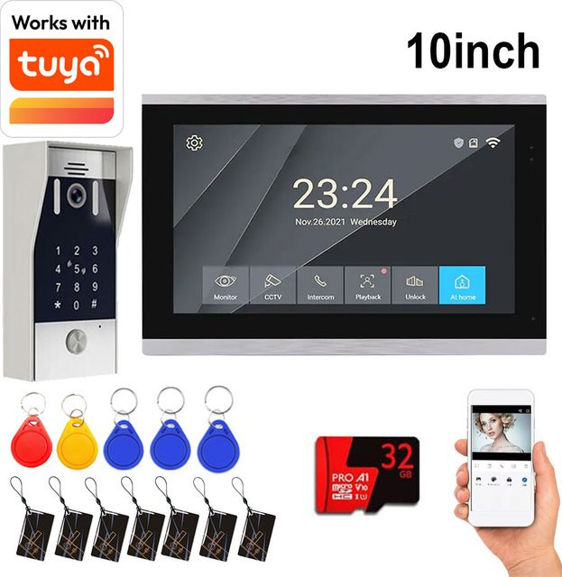 TuYa ACDML 4-Draht WLAN Video-Gegensprechanlage in Silber mit 1080P wasserdichter Kamera, Touchscreen und Fingerabdruck-Entsperrung - Bild 1