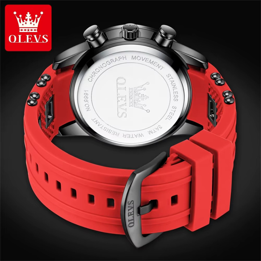 OELVS Chronograph, Quarz, Silikonarmband, Schwarz, Herren - Bild 2