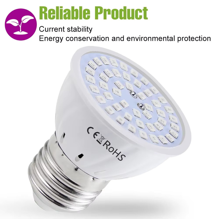 9 W LED-Vollspektrum-Pflanzenlampe mit E27 Fassung in Weiß für den Innenanbau, Hydrokultur und Gewächshäuser - Bild 2